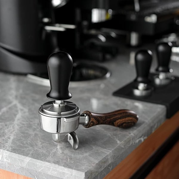 51mm Kaffe Tamper Kalibrert Espresso 304 Rustfritt Stål med Svart Aluminium Håndtak Kaffe Press