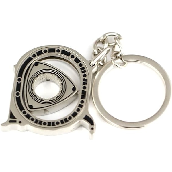 Spinning Rotor Nøglering Kreativ Bil Fans Autodele Model Wankel Rotationsmotor Nøglering Nøglering Kæde Nøglering Nøgleholder. Polished silve