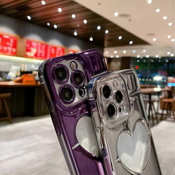 Elektroplettert 3D-effekt hjerteformet TPU-deksel til iPhone 15 Pro Max