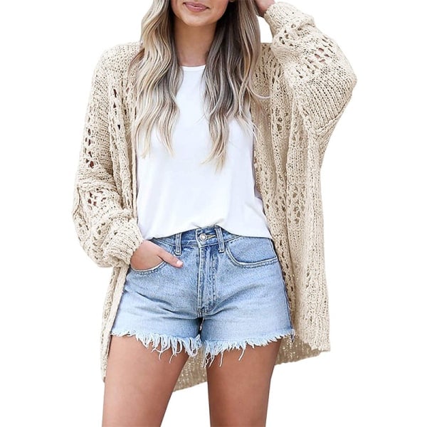Häcklad Kimono Bohemisk Långärmad Lätt Mjuk Oversize Cardigan