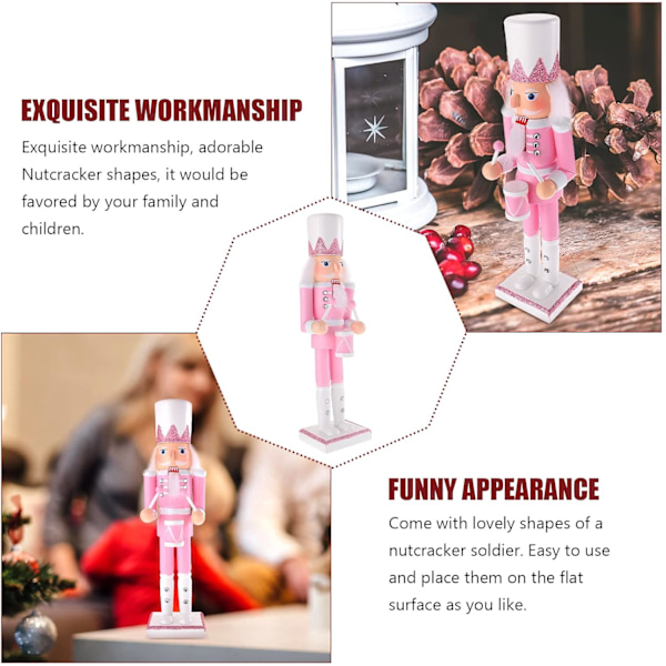 Rosa Nötknäppare Figur Rosa Julpynt 12 Tum Rosa Nötknäppare Soldat Figur Dekorativ Glitter Jul Nötknäppare för Semesterfester