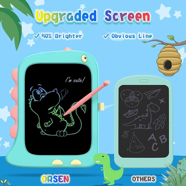 OR8.5 tommer Doodle Board tegnetablet - Dinosaur legetøjsgave til børn 2-7 år gamle Blue