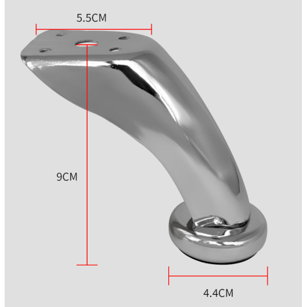 4 stk. tykke 9 cm koldvalsede stål sofa ben, møbelben, velegnet til sofa, stol, skammel