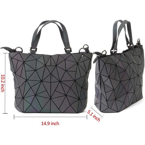 Kvinnor Geometrisk Självlysande Läder Handväskor Dam Axelväska Holografisk Regnbåge Crossbody Väska Elegant Tote För Kvinnor Dam