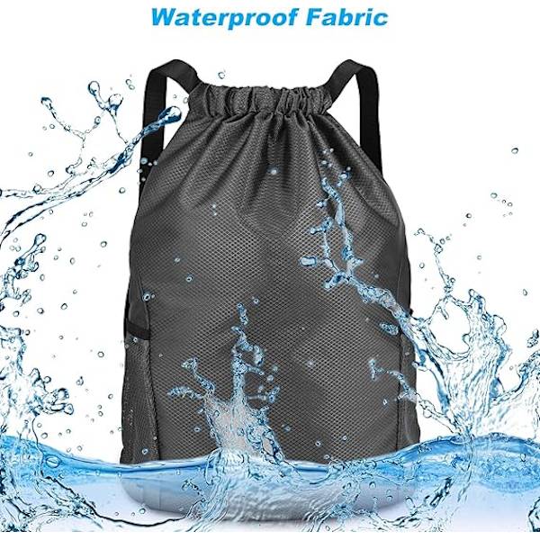 Dragsko Gym Bag, Gym Sack, Dragsko Ryggsäck, Unisex PE Väskor Dragsko med Ytterficka med Dragkedja, Sport Gym Sack Ta med Två Sidofickor, Stor