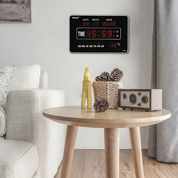 LED Digital Väggklocka med Temperatur, Kalender och Datum