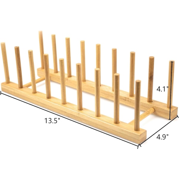 4-pack bambu skåp diskställ-tallriksställ stativ grytlockhållare, köksskåpsorganisatör för skål, kopp, skärbräda och mer, 33 x 12 x 10,5 cm