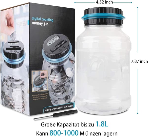 Pengeboks med LCD-skærm til optælling af mønter
