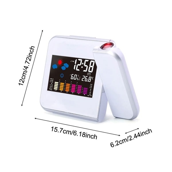 Smart väckarklocka LED projektor klocka vit white
