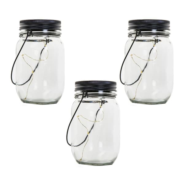 3 Solcelle Lys Mason Jar 8 LED Solcelle Glas Lys Lanterne Terrasse