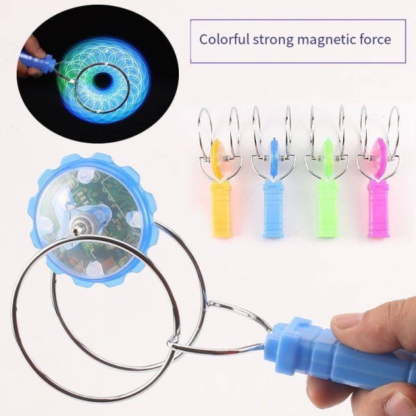 Håndtreghet roterende magisk flygende gyroskop kreativ fargerik lysende magnetisk spor barns pedagogisk stressavlastningsleketøy red