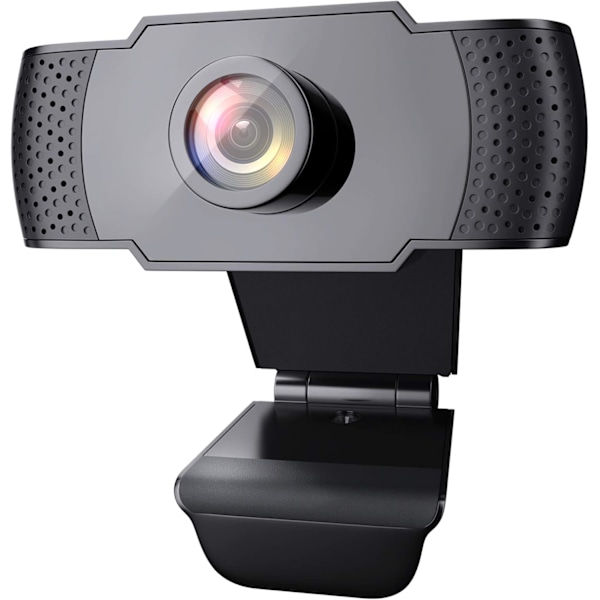 1080P webbkamera med mikrofon, USB 2.0 webbkamera för stationär dator och bärbar dator med automatisk ljuskorrigering, Plug and Play, för videostreaming