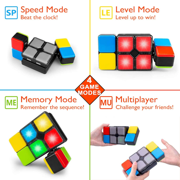 Musikk Rubiks kube spill Elektronisk nyhet puslespill - Reisespill leker for gutter jenter tenåringer 6 7 8 år gamle barn voksne