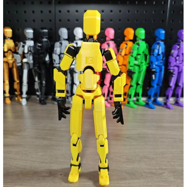 Robotleksaker med flera leder, robotmodeller med flera karaktärer för 3D-utskrift, actionfigurer för skrivbordsdekoration - presenter för spelälskare yellow