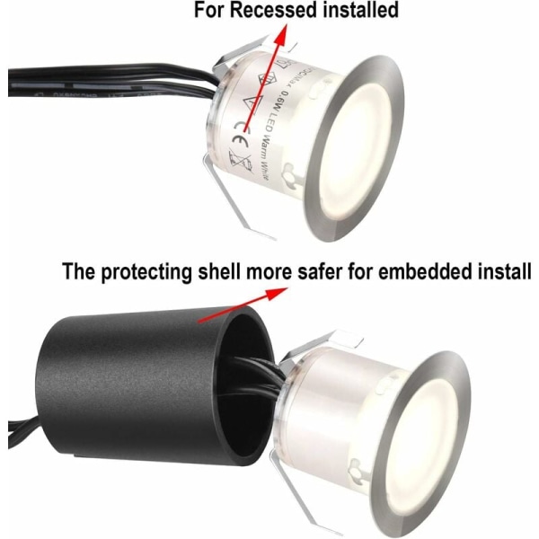 LED-lattiavalaisin (eurooppalainen standardi 16 set, lämmin valkoinen 10) vit