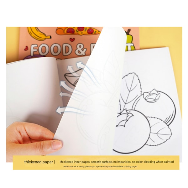 En farvebog til voksne og teenagere med super søde billeder og simple og afslappende mønstre, velegnet til en afslappende bog food