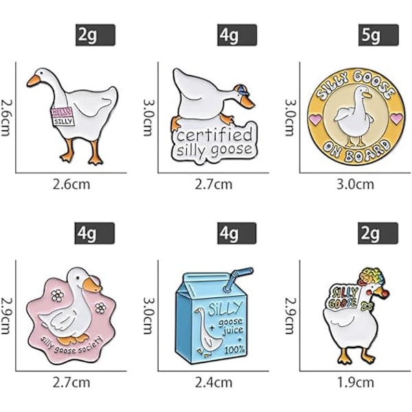 6 kpl Söpö Hanhi Kirjain Rintaneula Hauskat Sanat Eläin Emali Pin Set Ankka Mehu Boksin Soljet Merkki Vaatteet Reppu Koristelu
