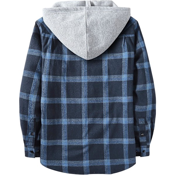 Herreskjorte med rutete mønster, langærmet skjorte med lomme, knappelukning, ternet skjortejakke i flanel, regular fit, 4 årstider, skjortejakke til tømmerhuggere, M-3XL Navy Blue M