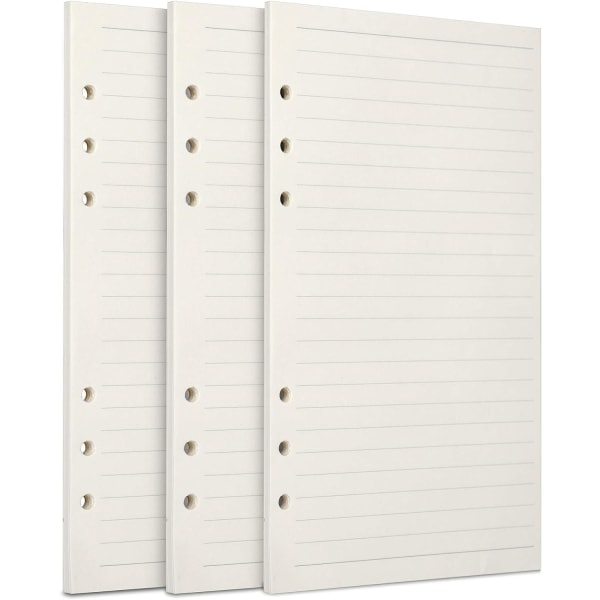 A6-påfyllningspapper, 3 förpackningar 100GSM tjockt påfyllningsbart papper 6 håls fyllmedel Insätt lösa papper 135 ark (270 sidor)