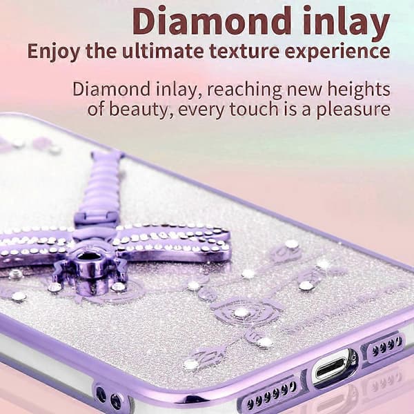 Deksel til Xiaomi 14T med Dragonfly-stativ, TPU, blomster og glitter