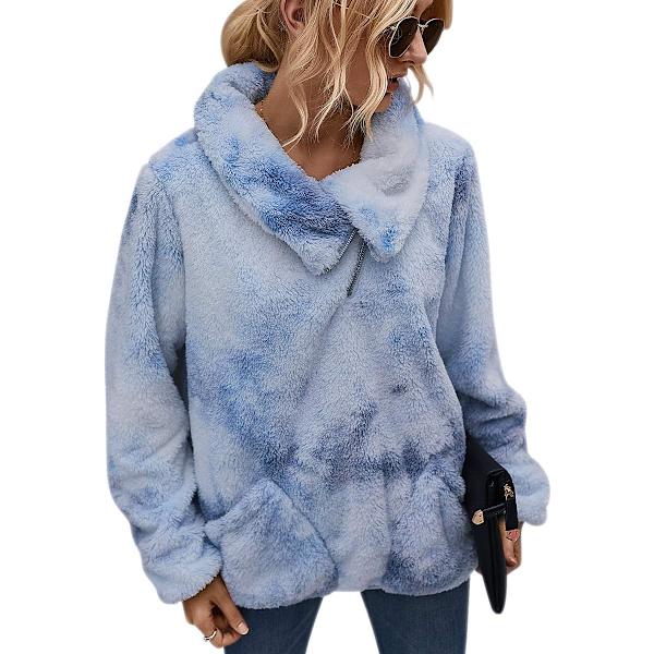 Dame Fleece Jakke, Quarter Zip Sweatshirt, Varm og Fleksibel Jakke til Vinter og Efterår Frotis Azul Claro S