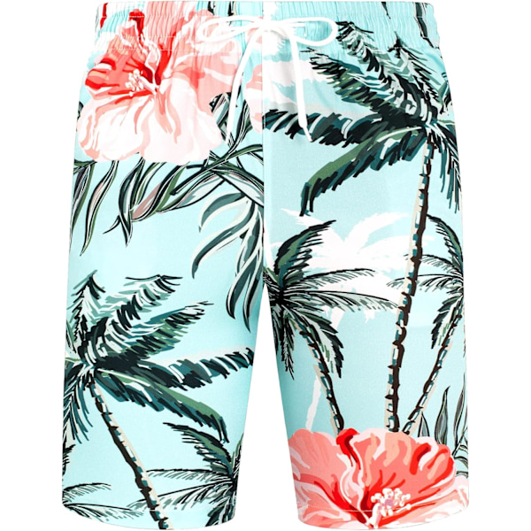 Herre Hawaii skjorte og shorts sæt Regular Fit kortærmet casual funky strand flamingo skjorte sæt L Green Palm