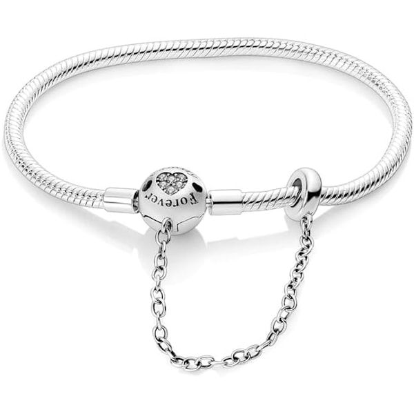 Armbånd for kvinner 925 Sterling Sølv Hjerteklasp Armbånd Slange Armbånd Lenke Armbånd KJB008 18cm