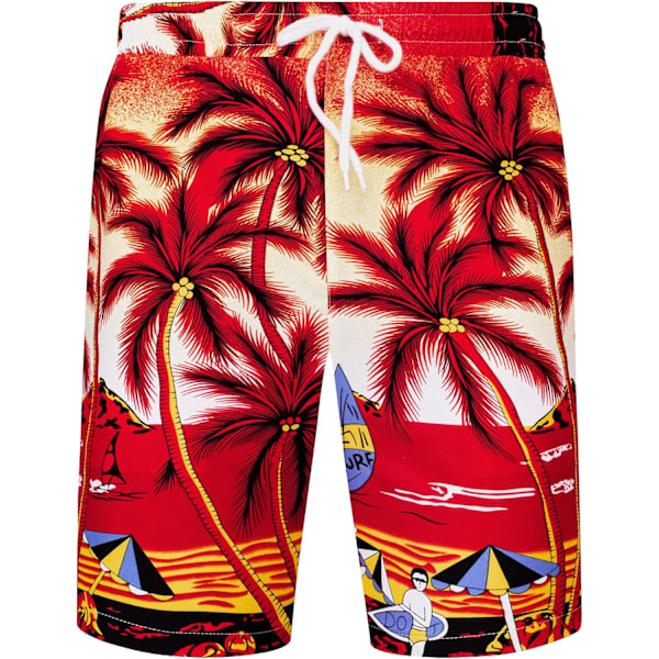 Herr Hawaiian skjorta och shorts set Regular Fit kortärmad casual funky strand flamingo skjorta set L Red Beach