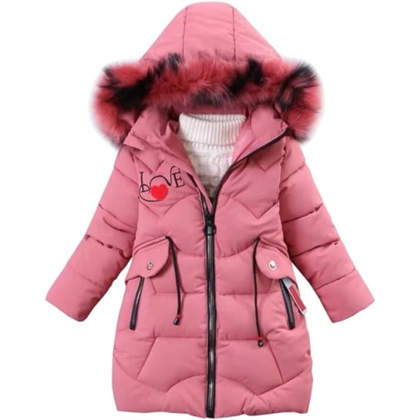 Rosa barndunjacka med tjock varm kappa 160cm pink 160CM