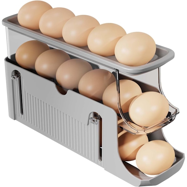 Rullande äggdispenser, automatisk äggdispenser, utdragbar äggkartong, rymmer 15-17 ägg.