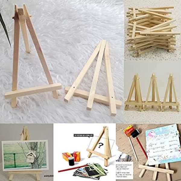 12 x Trä Mini Staffli Triangel Ram, Bröllop Bordskort Stativ Display Hållare, Barn Målning Hantverk Konstnärs Material