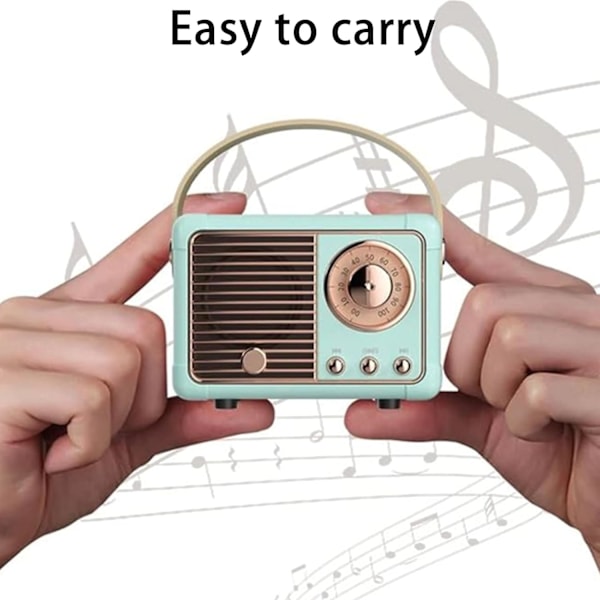 Retro Bluetooth-kaiutin, klassinen vanhan tyylin radiomuotoilu, Bluetooth 5.0 langaton yhteys, tukee TF-korttia Green