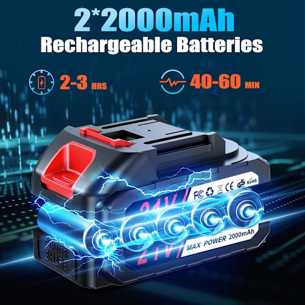 ®RisingFF Batteridriven motorsåg, 6-tums sladdlös elektrisk minimotorsåg med oljesmörjare, 4 kedjor, 2 blad