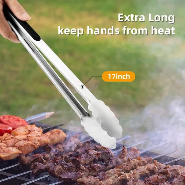 BBQ-tænger, ekstra lange køkkentænger, premium rustfrit stål tænger