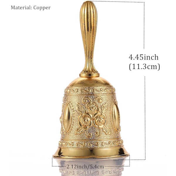 Superhög ren koppar guld handklocka, används för bröllopsklockor, lärarklassrumsklockor, middagsklockor, meditationsklockor, husdjursklockor rose