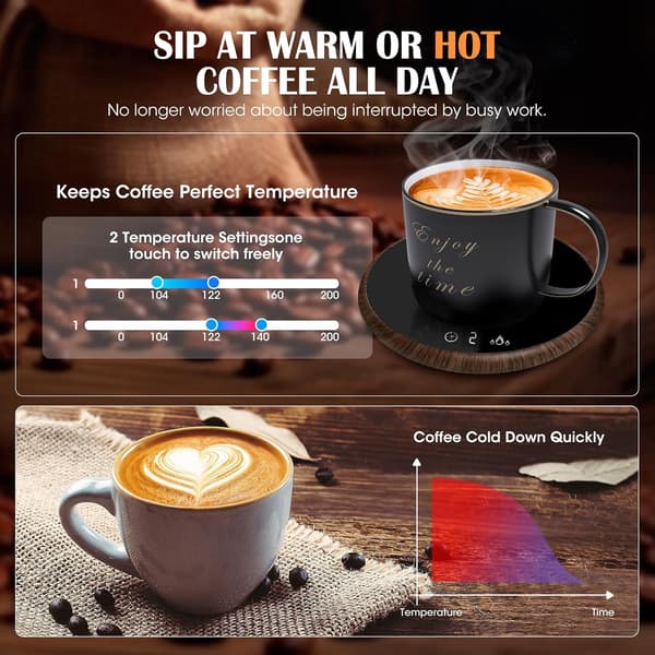 Kaffe Kopp Varmer, Smart Elektrisk Drikkekopp Varmer med Touch Teknologi og LED Display