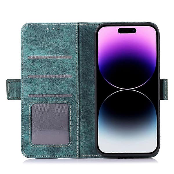 För iPhone 16 Pro Max Skal PU Läder Ställ Retro Telefonfodral med Kortfack