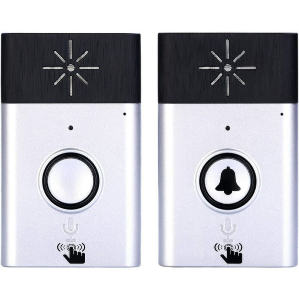 Trådløs taleintercom dørklokke, støtter toveis taleintercom med intelligent ringeklokke (sølv USB engelsk versjon) vit