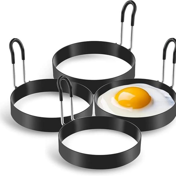 Æggeringe, 4-pak æggekogningsringe i rustfrit stål, pandekageform til stegning af æg og omeletter
