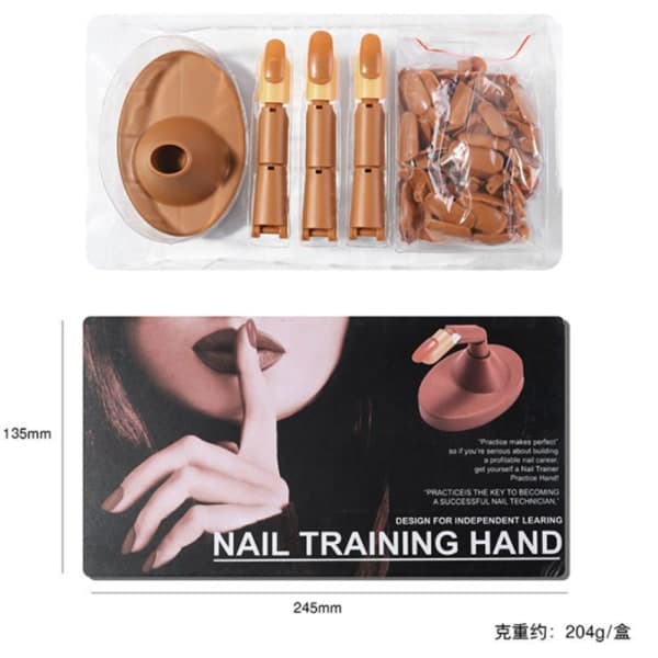 Nagelträningsfinger - Övningsfinger med tippar Brun