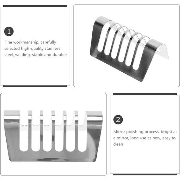 1 stk Brødrist i Rustfritt Stål, Toast Holder, 6 Skiver, Bordstativ for Ristet Brød, Brødrist i Metall, Bakebrett, Frokost 6 kortplatser