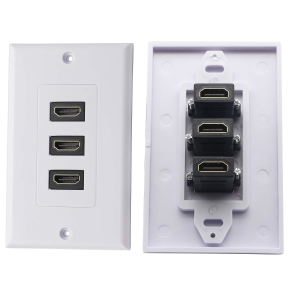 3-Porttinen HDMI 2.0 Seinälevy Komponentti HDMI Komponentti Komposiitti Audio Seinäkiinnityspistorasia, Tukee Täydellisesti 4K 60Hz 1080P (3 HDMI)