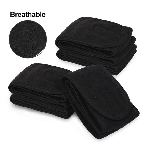 Spa ansigtshovedbånd, elastisk hovedhåndklæde, til bad, makeup og sport, 8,9 cm bred Black