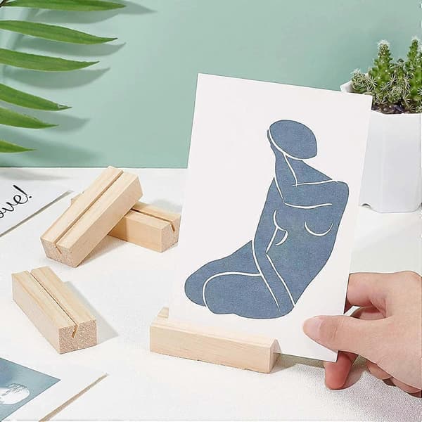 10-pack Trä Placeringskortshållare Trä Meny Skylthållare Bordsnummer Kortdisplayställ För Bröllopsmiddag Hem