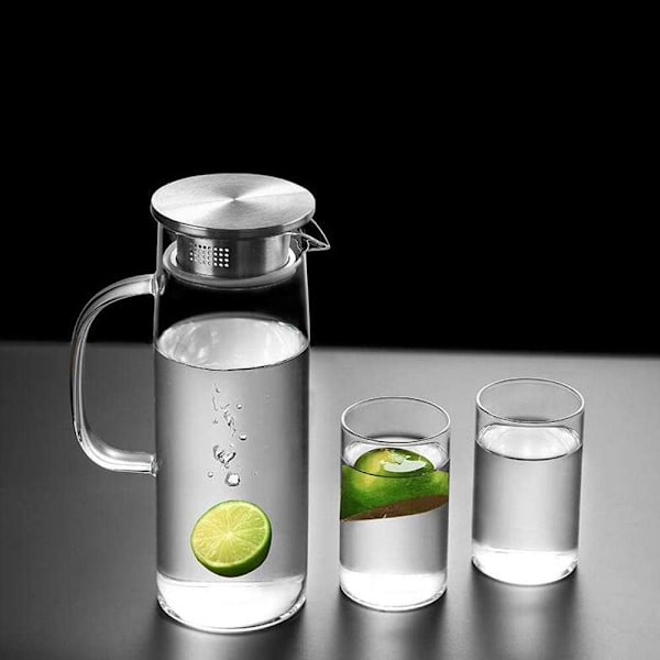 Borosilikatglas Vandkande Saftkande Karaffel med låg Børste til varmt/koldt vand Iste 1200ml