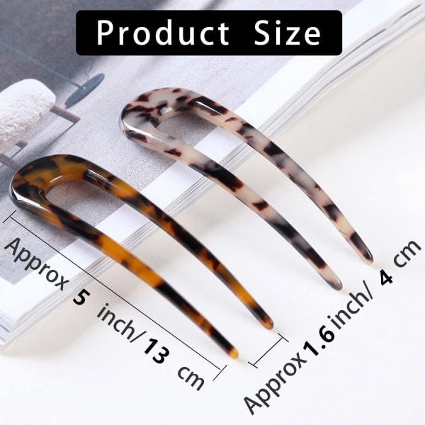 2-pack U-formade hårnålar Hårnålar 2-spets set Chignon stift för kvinnor
