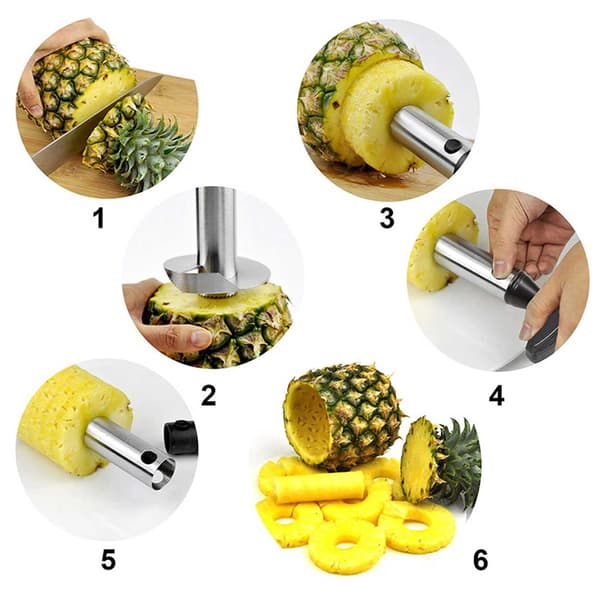 Ananaskutter og skreller, metall, svart