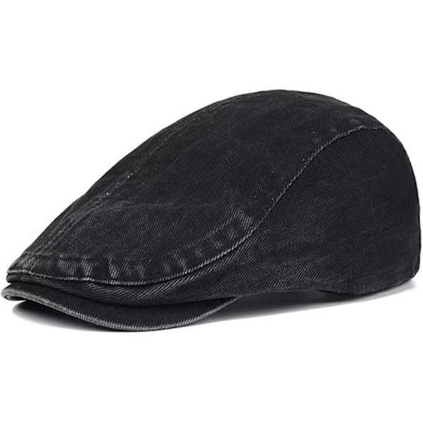 Herr Vintage Flat Cap Irländsk Newsboy Hatt Jakt Cabbie Hatt Justerbar Bomull Andningsbar Peaky Cap Basker Sommarhattar Black