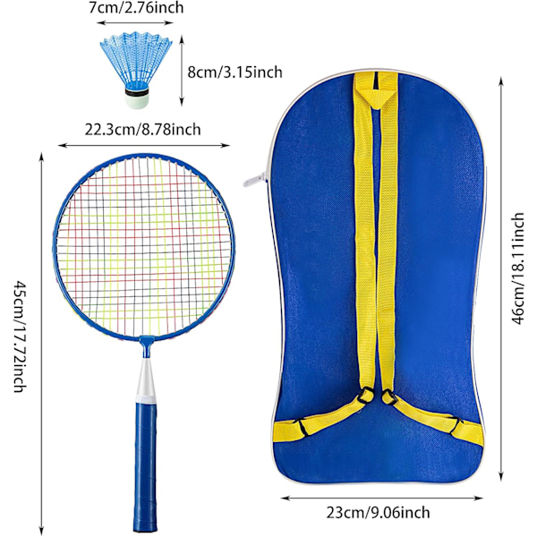 1 Par Badmintonracket för Barn Badmintonset för Barn Nylonlegering Lätt Racket för Barn, Utomhus Sport