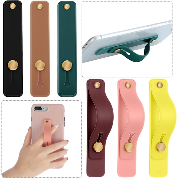 6 stk. Telefon Grep Holder Mobiltelefon Grep Stropp Teleskopisk Fingerstropp Stativ Universell Fingerstøtte for de fleste smarttelefoner (Retro Farger) Retro Colors